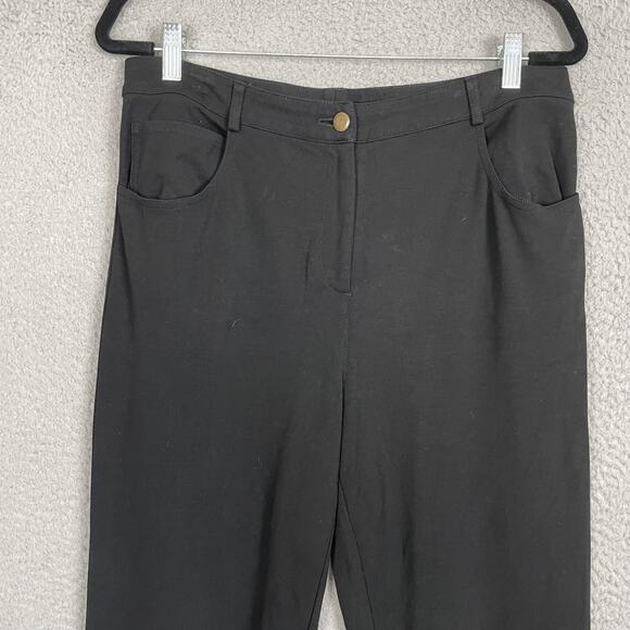 St John Pants Womens 10 Black Straight Leg Classic Pull On Dress Career Stretch - Picture 2 of 11